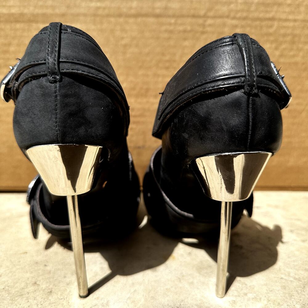 United Nude Heels Ankle Boots Leather Pin Belt Closed Toe Buckle Strap Black 7.5 - Picture 5 of 8